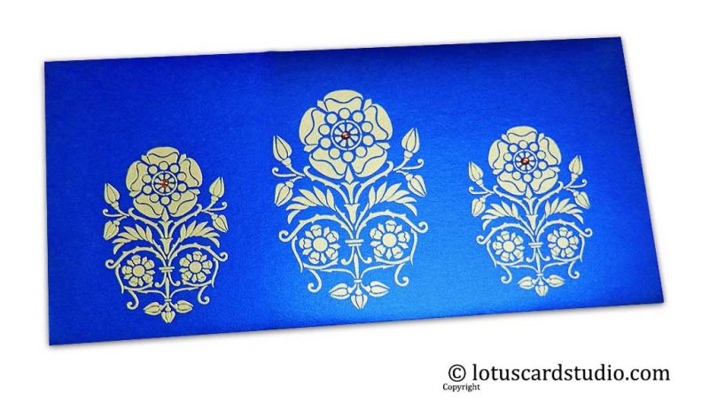 Daisy Floral Gift Envelope in Imperial Blue with Rhinestones
