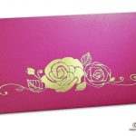 French Rose Pink Money Envelope with Golden Hot Foil Rose