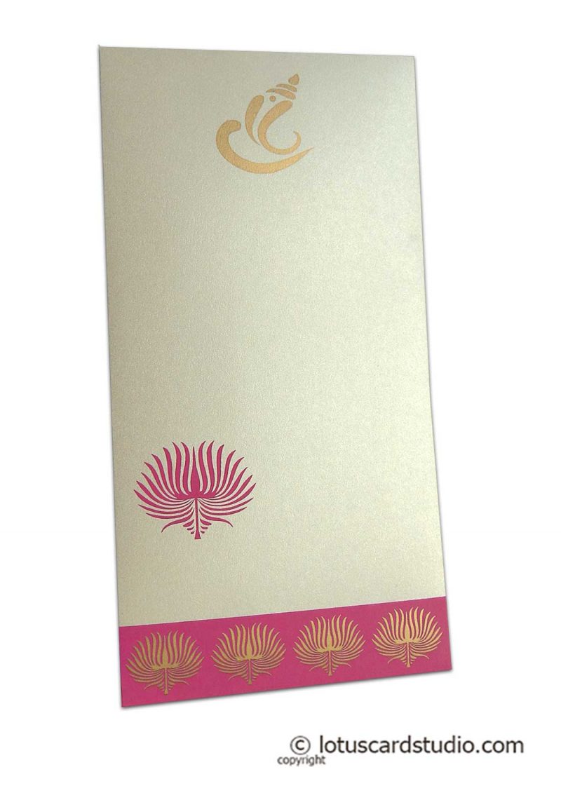 Lotus Theme Money Envelope in Pearl Ivory