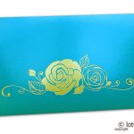 Teal Money Envelope with Golden Hot Foil Rose