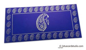 Traditional Golden Paisley Print on Super Indigo Money Envelope