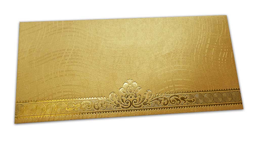 Golden Shagun Envelope with Wave Lines and Golden Floral Border
