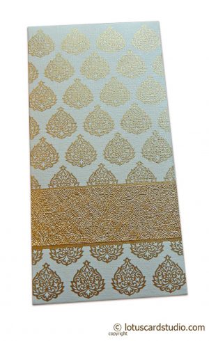 Golden Floral Money Envelope in Ivory Enriched with Golden Fibro Strip