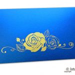 Imperial Blue Money Envelope with Golden Hot Foil Rose