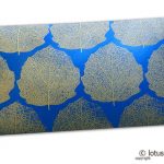Imperial Blue Money Envelope with Raised Golden Leaves