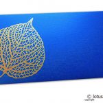 Imperial Blue Shagun Envelope with Golden Leaf