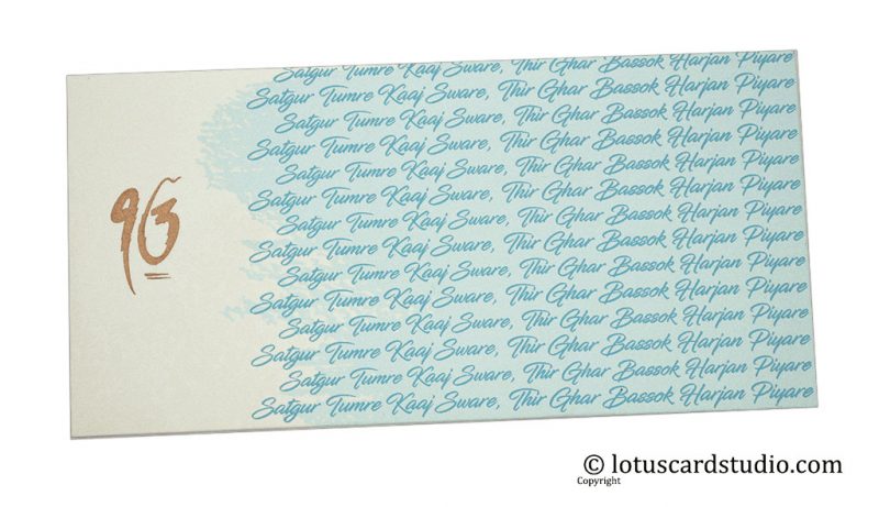 Ivory and Sky Blue Money Envelope with Sikh Gurbani