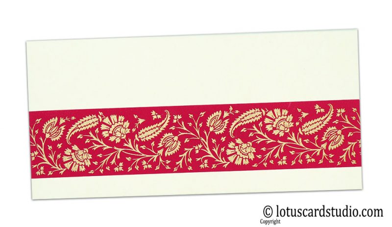 Ivory Color Money Envelope with Magenta Floral Strip