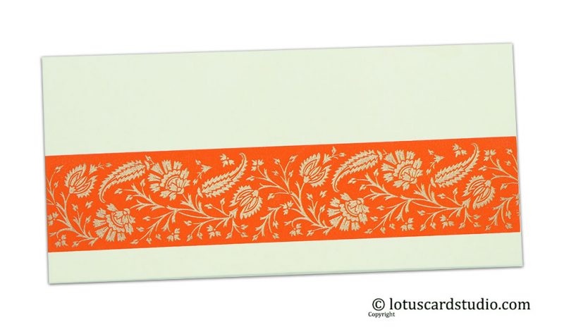 Ivory Color Money Envelope with Orange Floral Strip