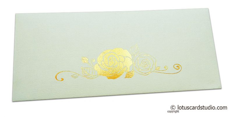 Ivory Money Envelope with Golden Hot Foil Rose