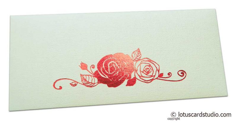 Ivory Money Envelope with Red Hot Foil Rose