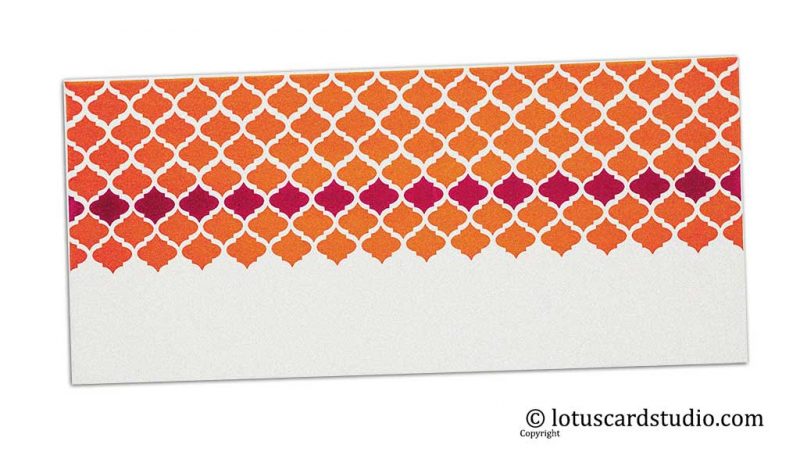 Front view of Ivory and Orange Printed Shagun Envelope
