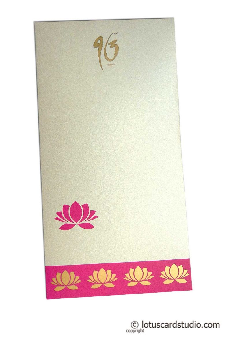 Lotus Theme Shagun Envelope in Pearl Ivory