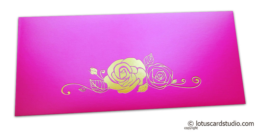 Mexican Pink Money Envelope with Hot Foil Rose