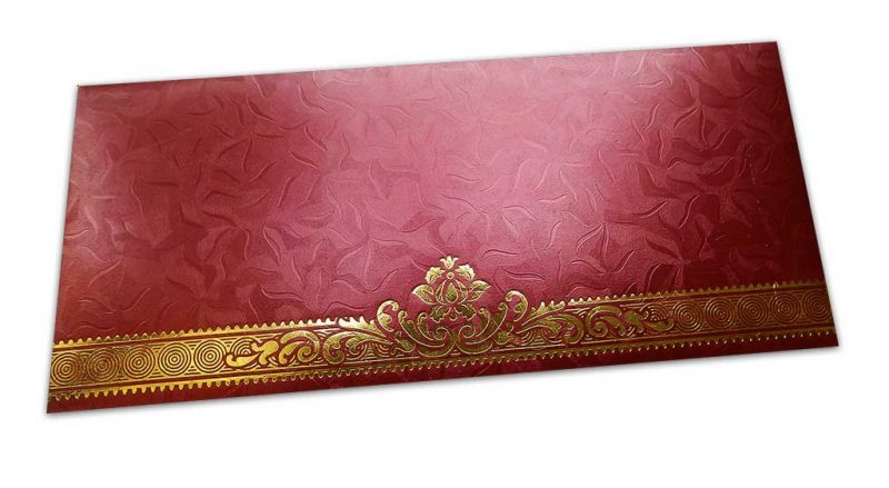 Red Money Envelope with Golden Leaf Printed Floral Border