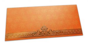 Orange Money Envelope with Flowers and Golden Floral Border