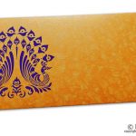 Peacocks on Orange Shimmer Texture Shagun Envelope