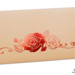 Peach Money Envelope with Red Hot Foil Rose