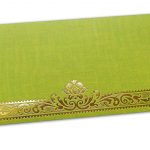 Parrot Green Shagun Envelope with Golden Leaf Printed Floral Border