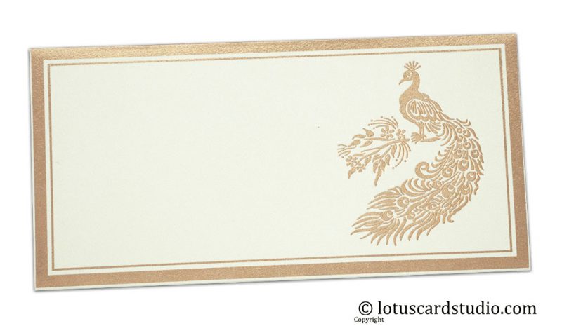 Peacock Printed Money Envelope in Ivory