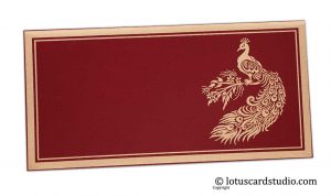 Peacock Printed Money Envelope in Royal Red