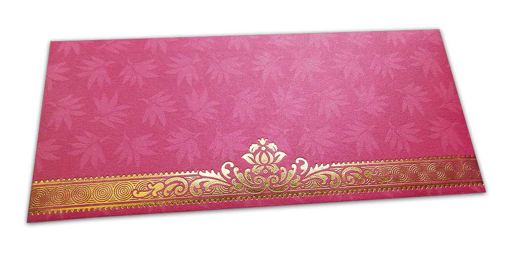Pink Money Envelope with Flowers and Golden Floral Border