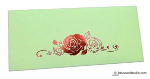 Pistachio Money Envelope with Hot Foil Rose