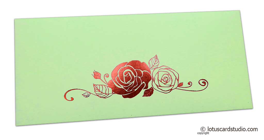 Pistachio Money Envelope with Hot Foil Rose