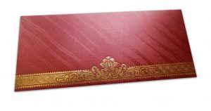 Red Shagun Envelope with Shimmering Lines and Hot Foiled Floral Border
