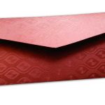 Back view of Red Shagun Envelope with Shimmering Oval Pattern and Hot Foiled Floral Border