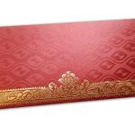 Red Shagun Envelope with Shimmering Oval Pattern and Hot Foiled Floral Border