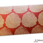 Royal Red Money Envelope with Raised Golden Leaves