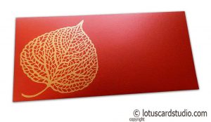 Royal Red Shagun Envelope with Golden Leaf