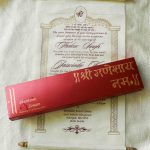 Scroll Wedding Invitation with Royal Red Box and Ivory Scroll