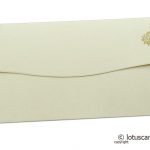 Back view of Shagun Money Envelope with Swirl Design and Golden Flowers on Ivory
