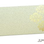 Shagun Money Envelope with Swirl Design and Golden Flowers on Ivory