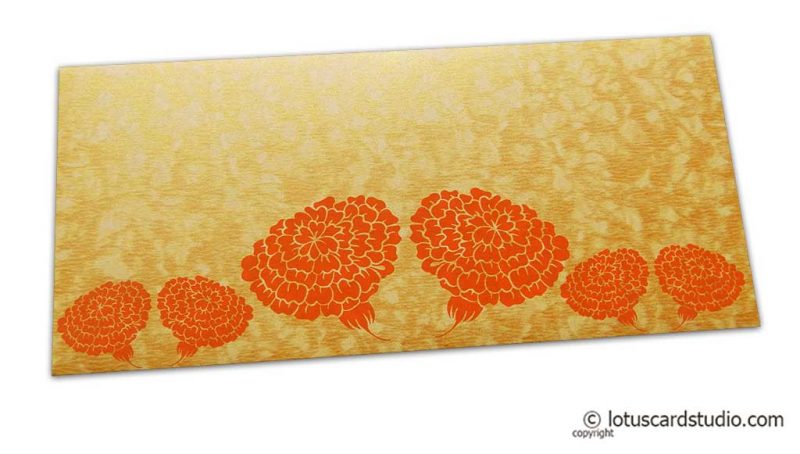 Dahlia Flowers on Golden Shimmer Texture Shagun Envelope