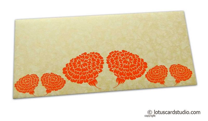 Dahlia Flowers on Ivory Shimmer Texture Shagun Envelope