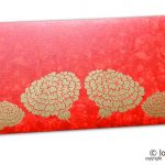 Dahlia Flowers on Red Shimmer Texture Shagun Envelope
