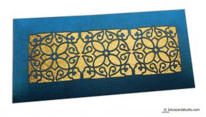 Signature Laser Cut Satin Shagun Envelope in Sapphire Blue