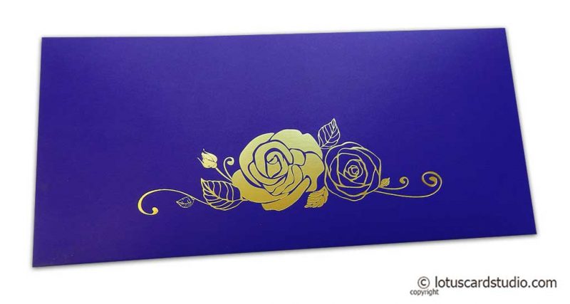 Super Indigo Money Envelope with Hot Foil Rose