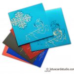 Teal Wedding Invitation with Lord Krishna and his Flute