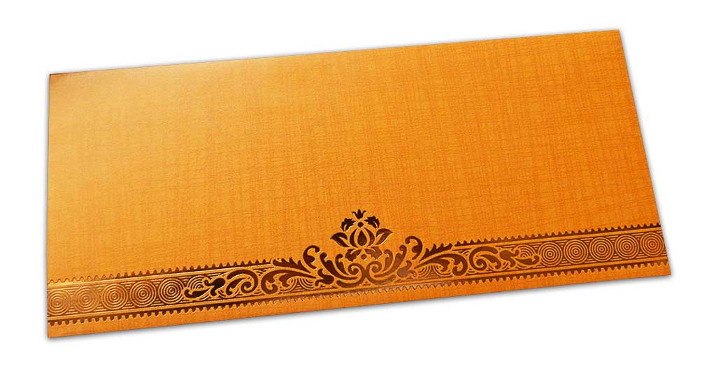 Texture Orange Money Envelope with Hot Foiled Floral Border