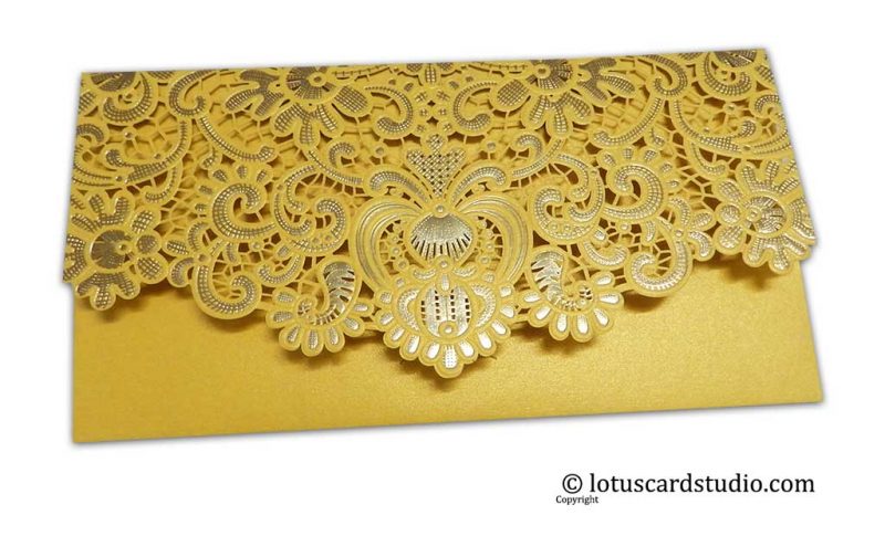 Back view of Gift Shagun in TriFold Laser Cut Indian Money Envelope