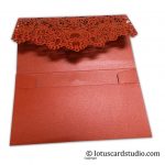 Unfolded view of TriFold Laser Cut Gift Envelope in Red