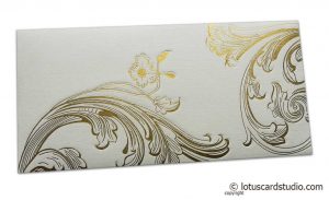 Signature Envelope with Golden Debossed Floral Design