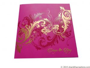 Card front of Beautiful Pink Wedding Invitation Card