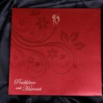 Envelope of Wedding Card in Royal Red with Golden Floral Design