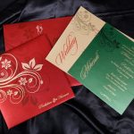 Wedding Card in Royal Red with Golden Floral Design