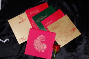 Paisley Design Wedding Invitation in Mexican Pink